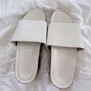 White slide sandals